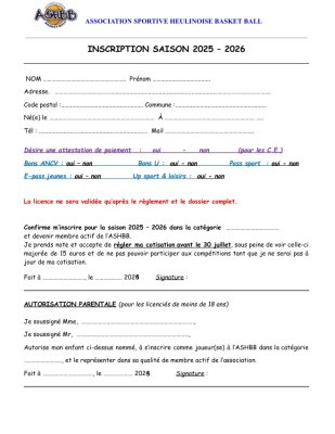 Fiche inscription